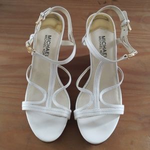 Michael Kors Ankle Strap Wedges Ivory Size 8M